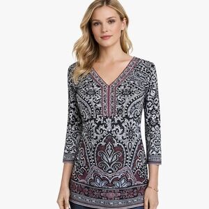 NWT White House Black Market Paisley Boho Tunic XS